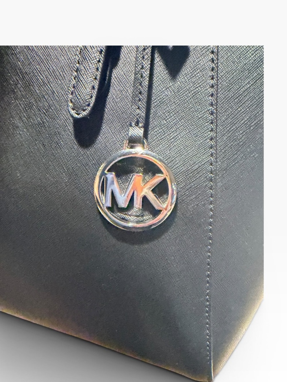 Michael Kors Black Large Saffiano Leather Satchel with MK Charm - Picture 10 of 16